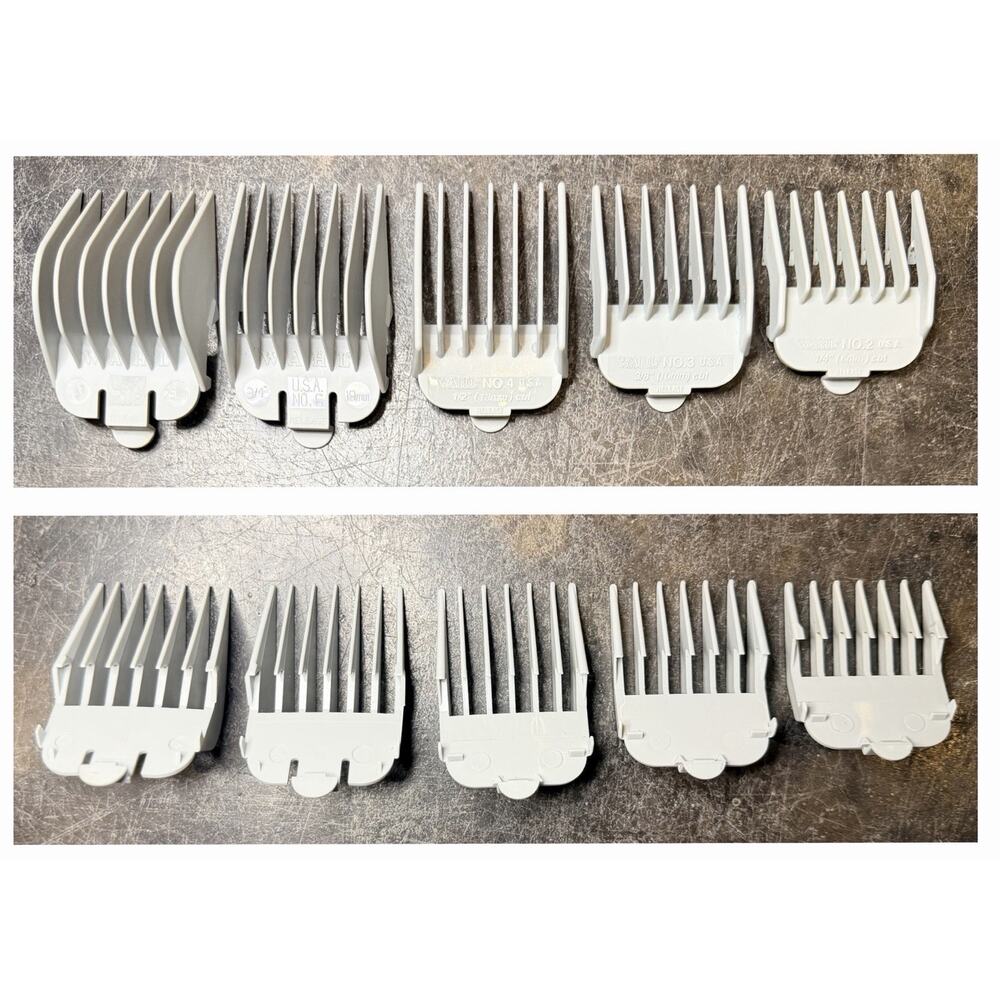 5 Wahl Hair Clipper Comb Guards No. 2, 3, 4, 6, 8, Grey,  Guards only